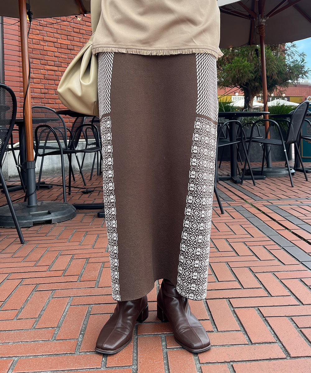 ●nao×Bab●PATTERN MIX KNIT SKIRT