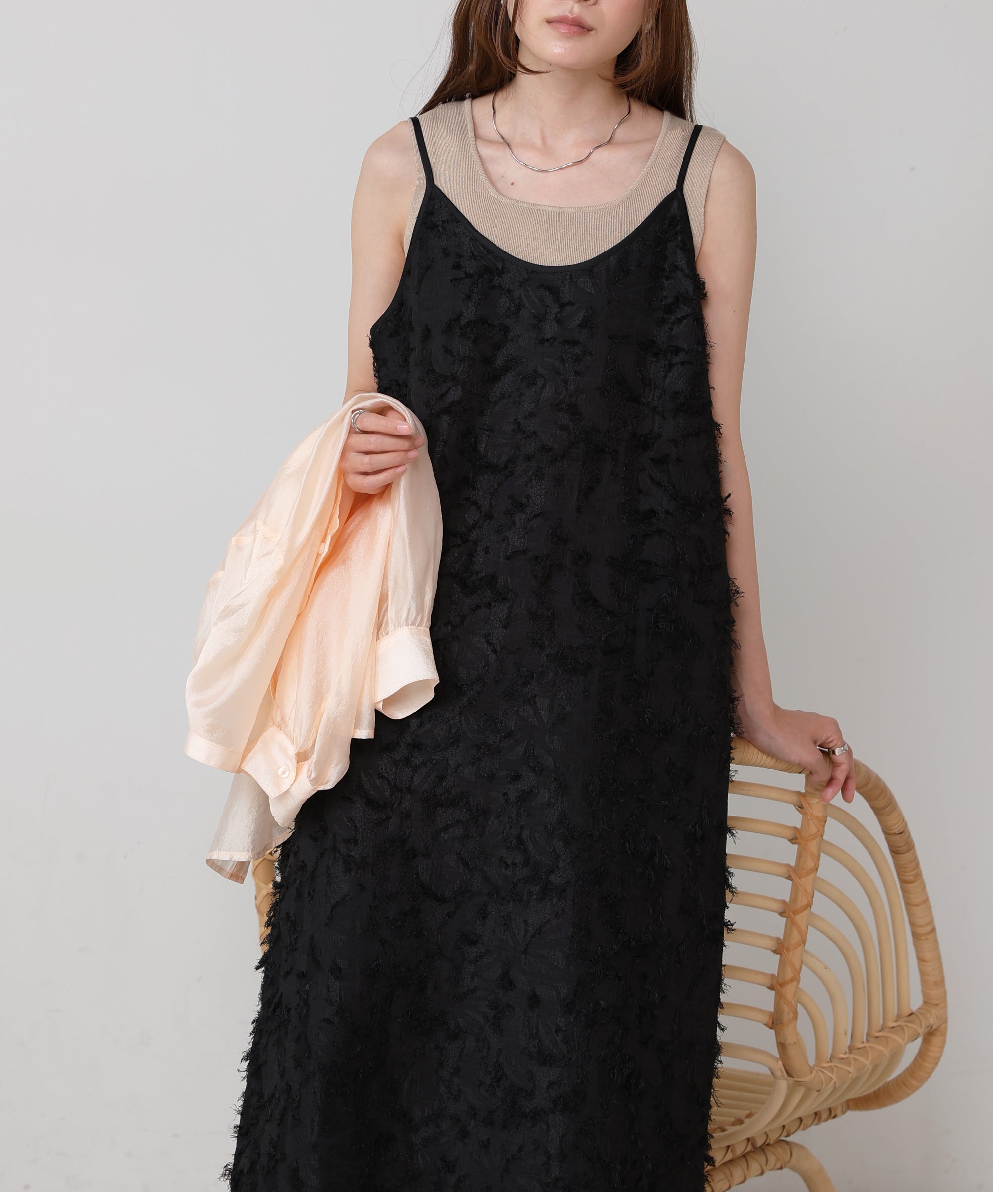 Shaggy jacquard cami dress