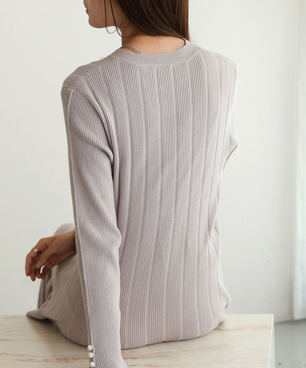 PEARL BUTTON FLARELINE KNIT ONEPIECE