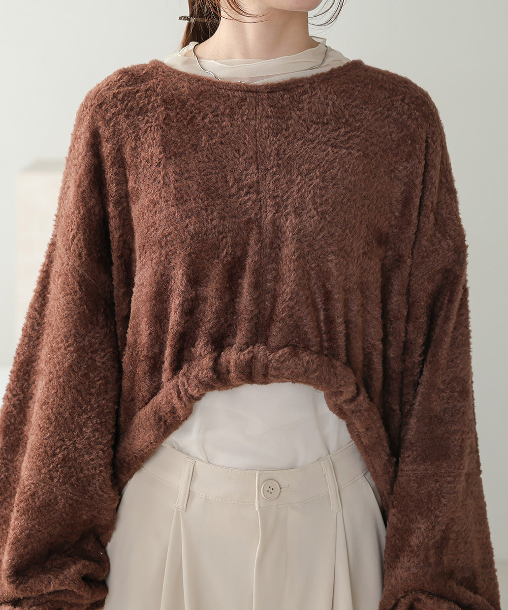 DRAWN HEM SHAGGY SHORT TOPS