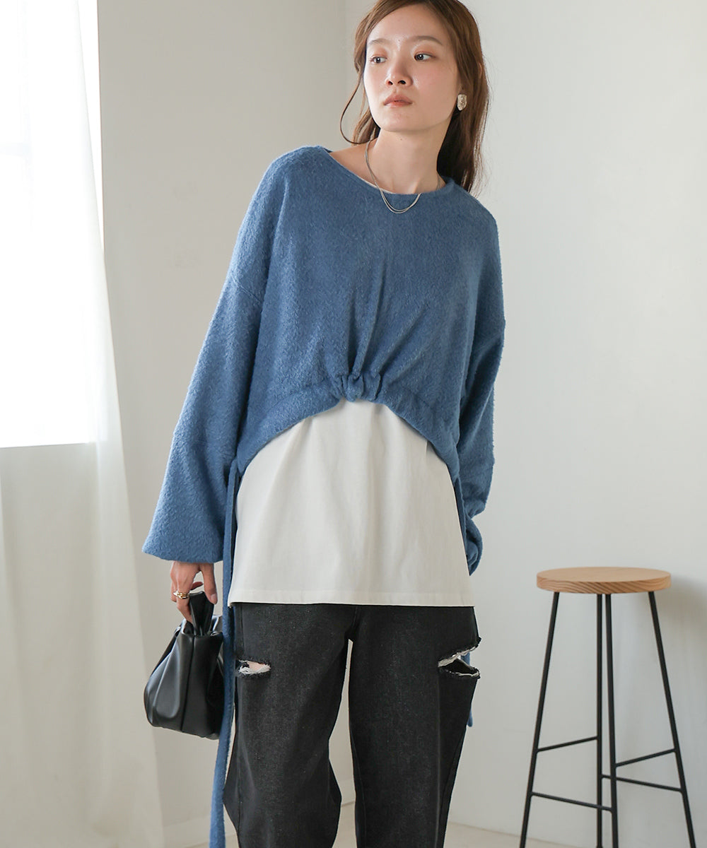 DRAWN HEM SHAGGY SHORT TOPS