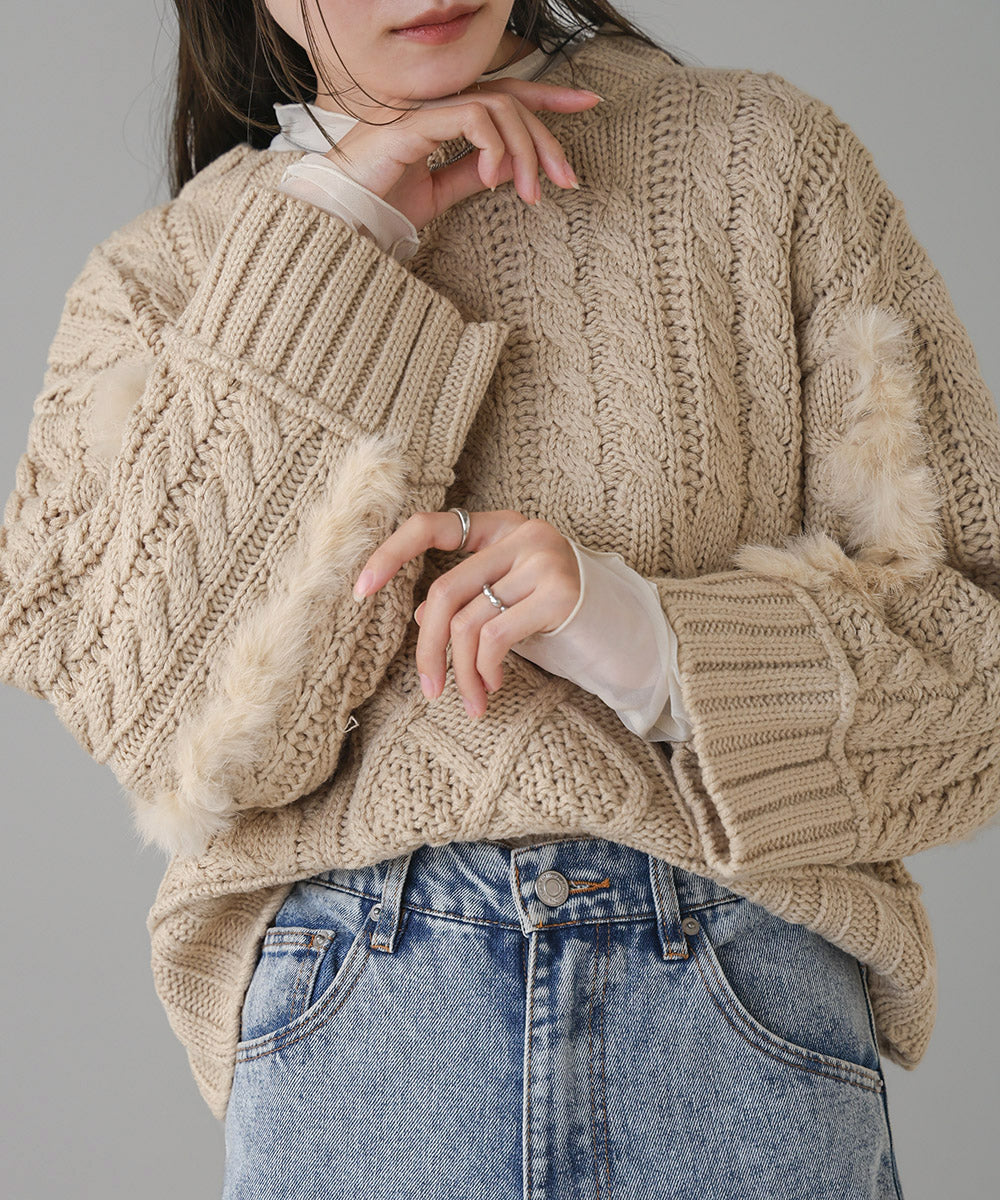 RABBIT FUR SHORT KNIT