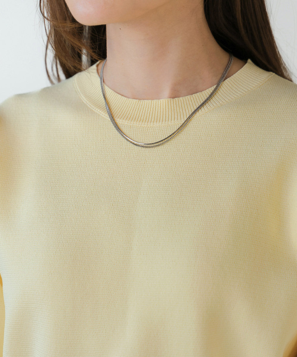 SWEAT-LIKE WAIST SWITCHING KNIT TOPS