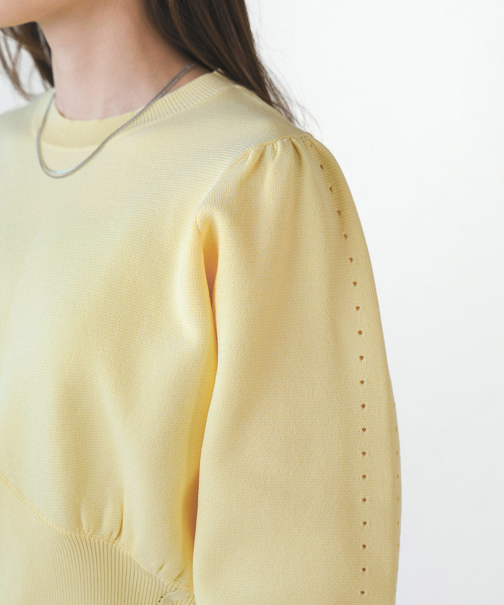 SWEAT-LIKE WAIST SWITCHING KNIT TOPS