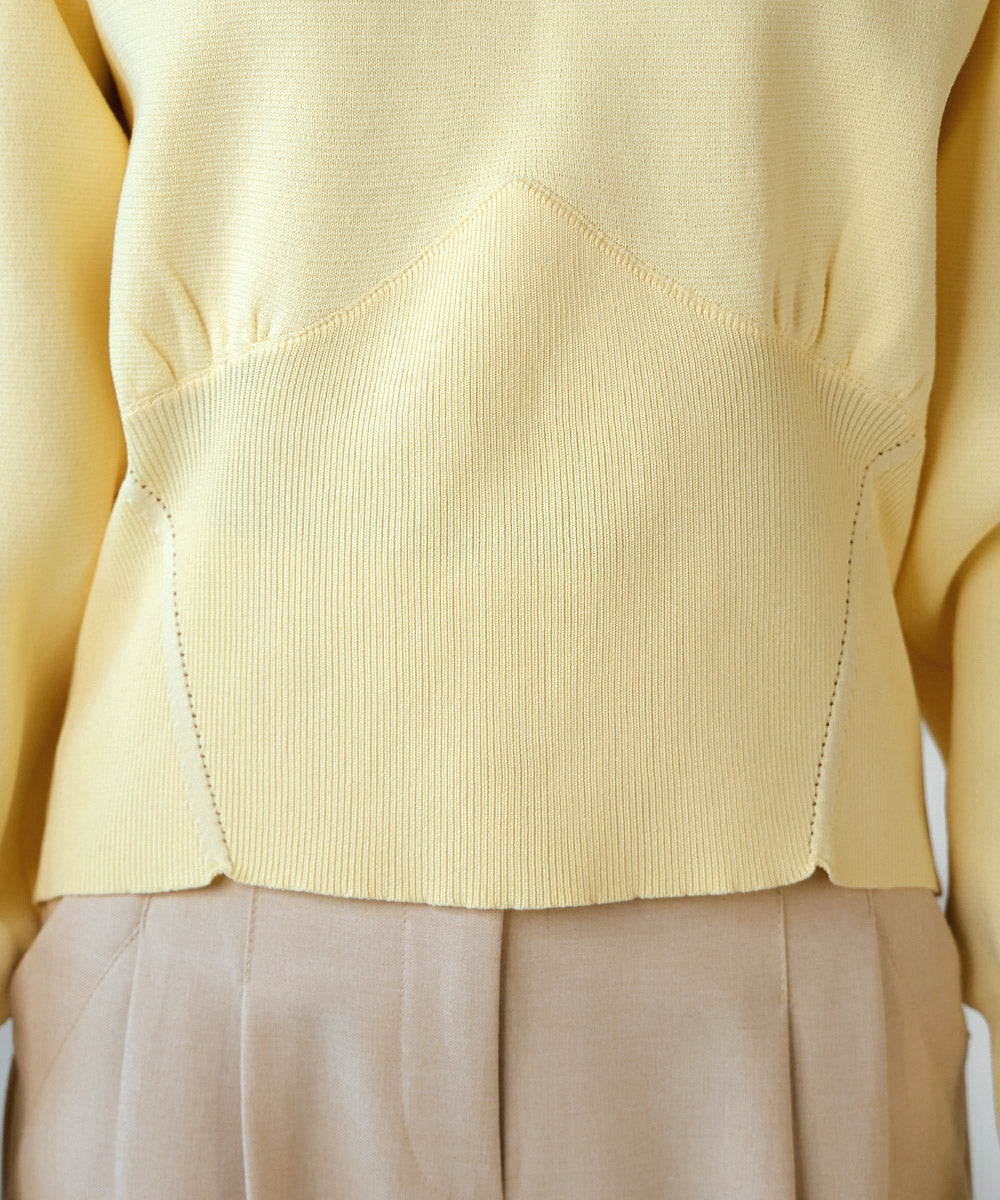 SWEAT-LIKE WAIST SWITCHING KNIT TOPS