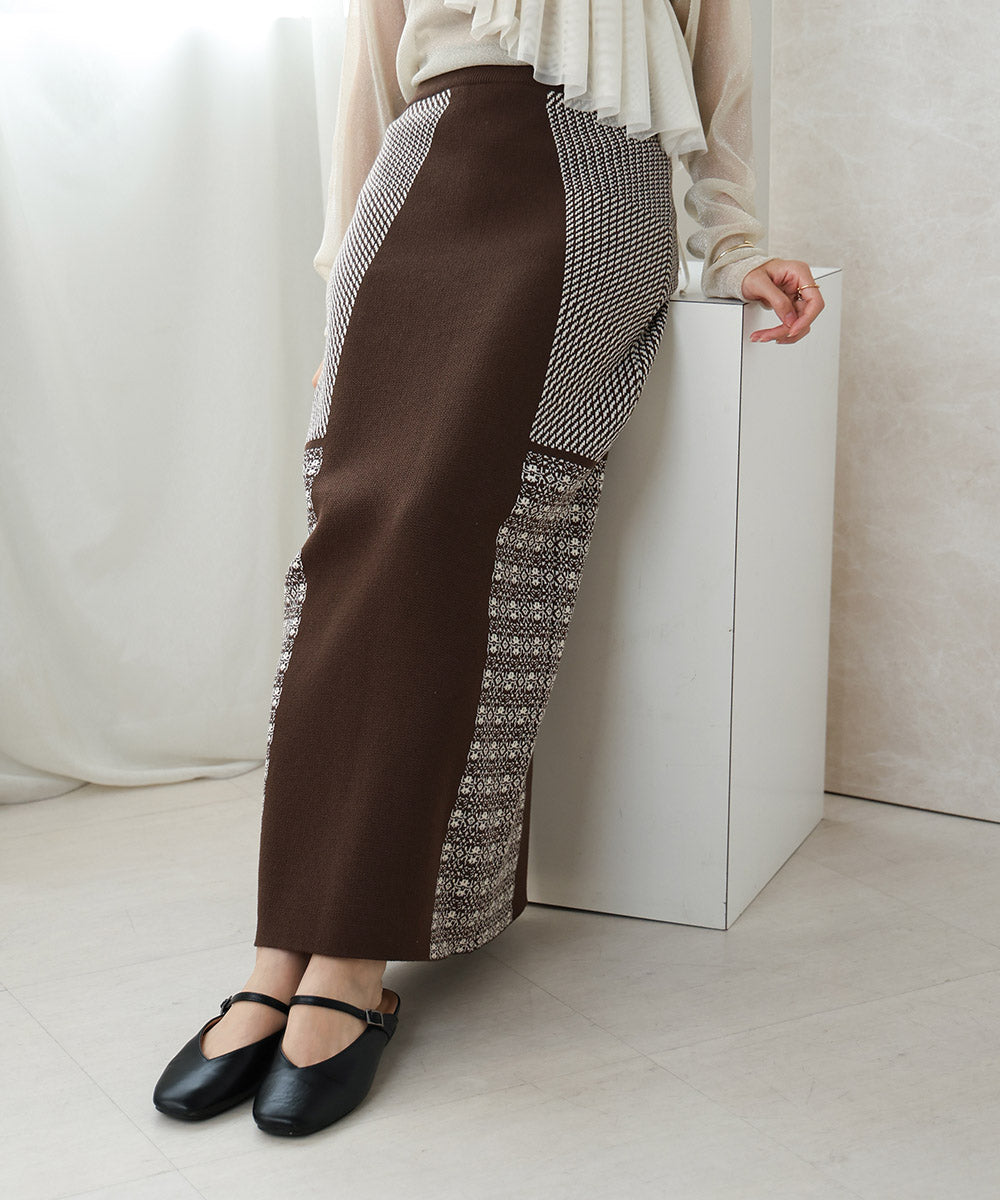 ●nao×Bab●PATTERN MIX KNIT SKIRT