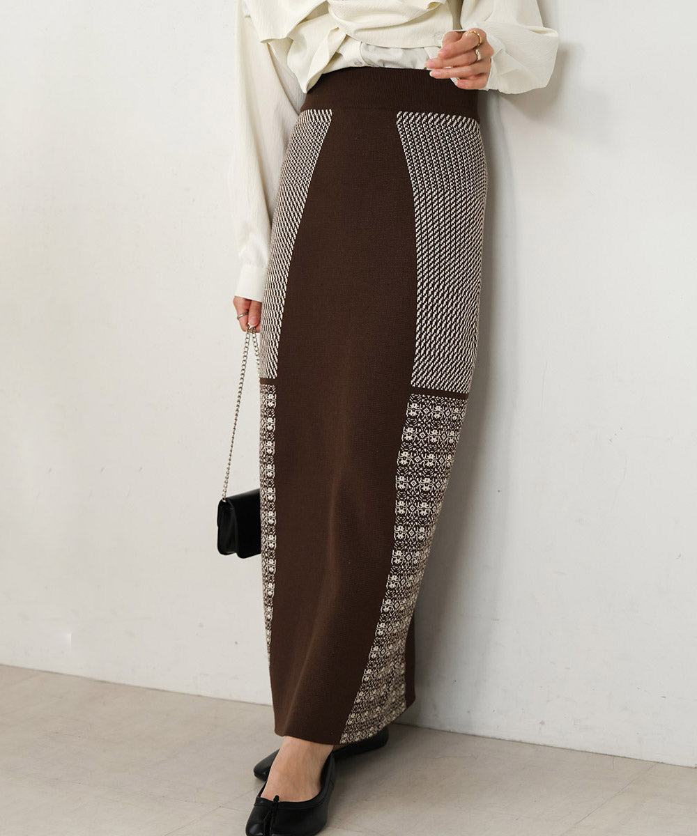 ●nao×Bab●PATTERN MIX KNIT SKIRT