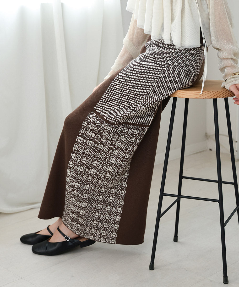 ●nao×Bab●PATTERN MIX KNIT SKIRT