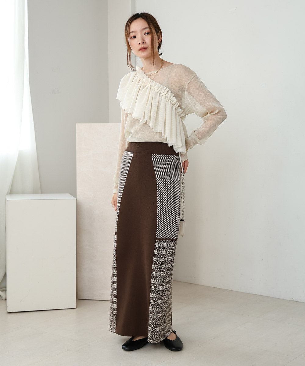 ●nao×Bab●PATTERN MIX KNIT SKIRT