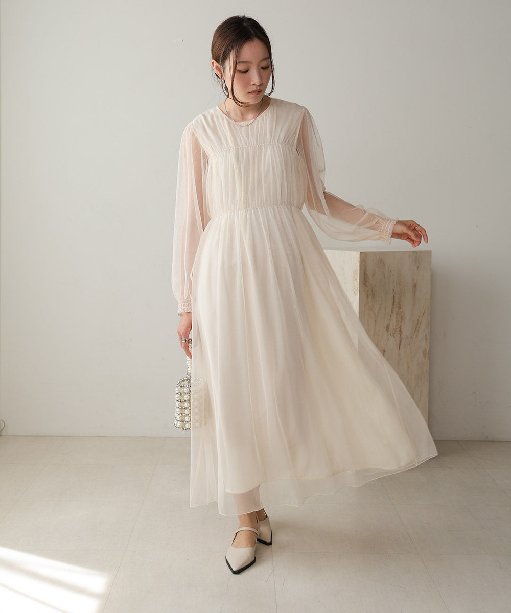 2WAY TULLE GATHER DRESS