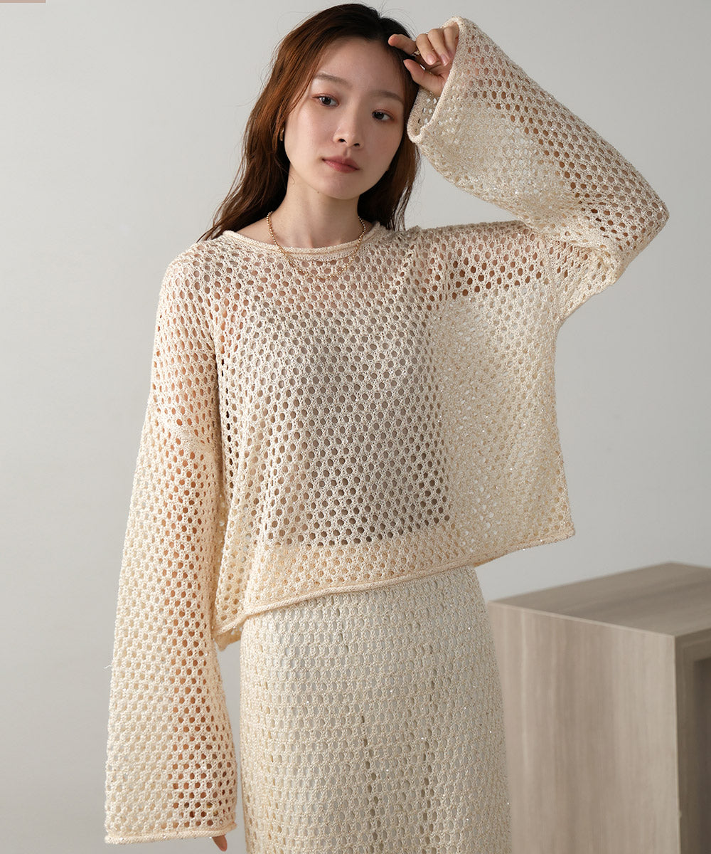 SEQUINED MESH KNIT