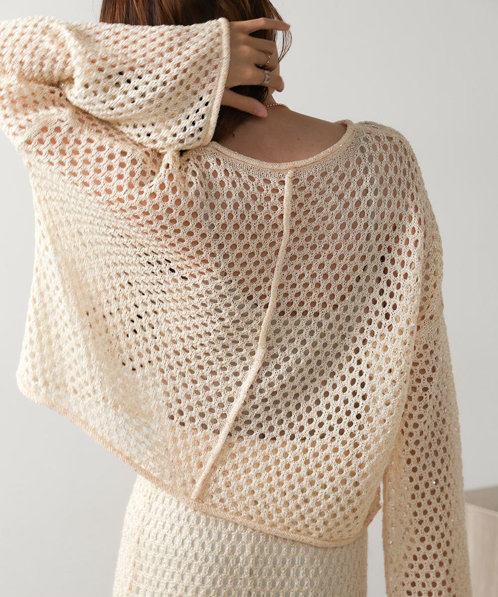 SEQUINED MESH KNIT