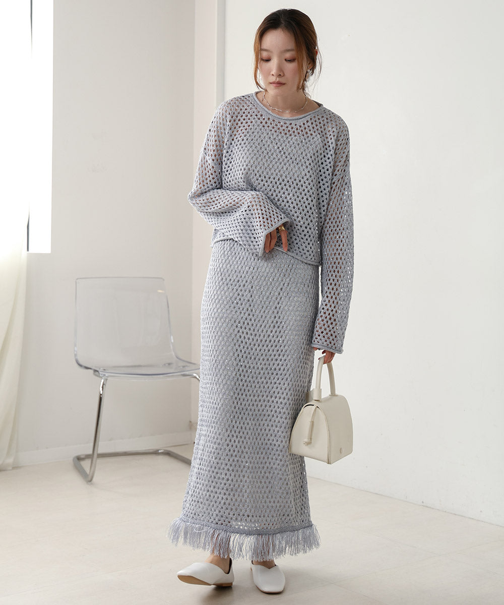 SEQUINED MESH KNIT