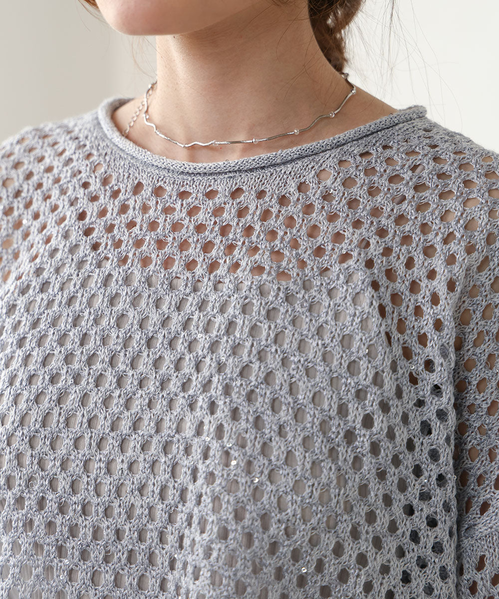 SEQUINED MESH KNIT