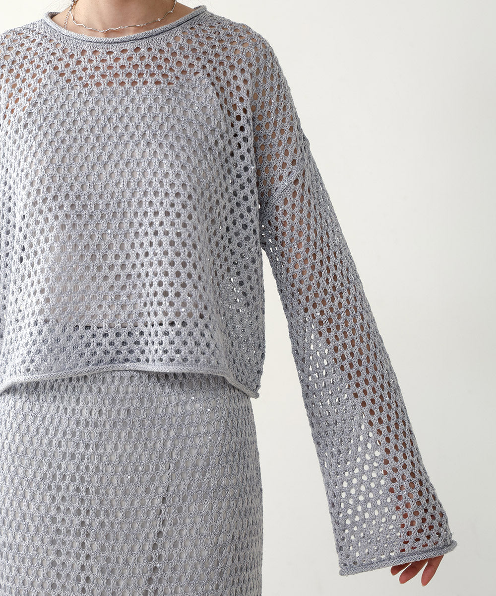 SEQUINED MESH KNIT