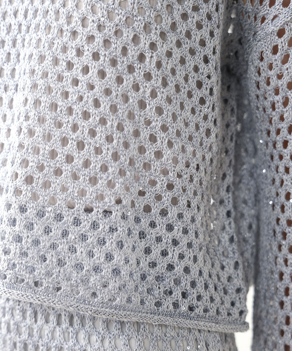 SEQUINED MESH KNIT