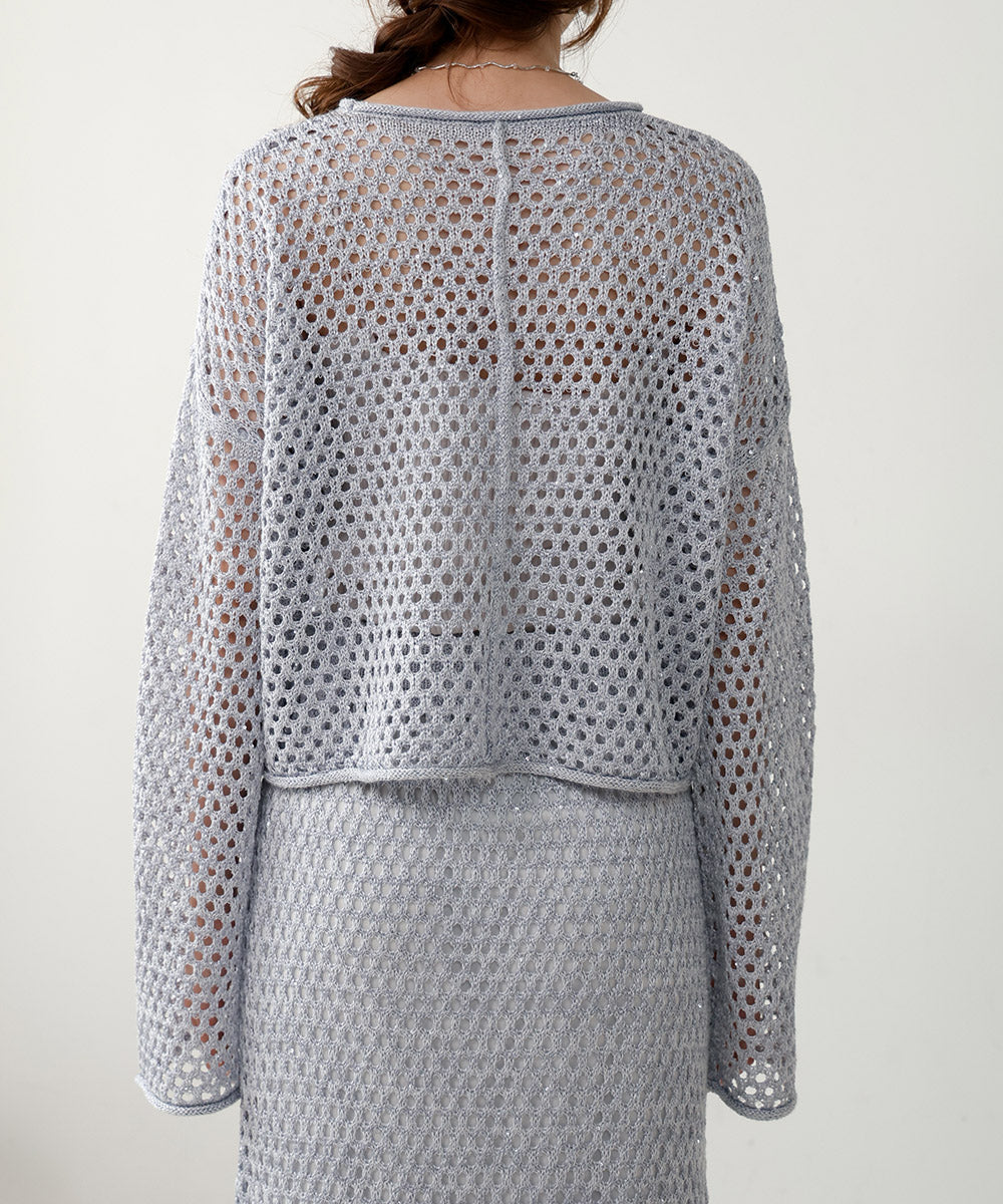 SEQUINED MESH KNIT