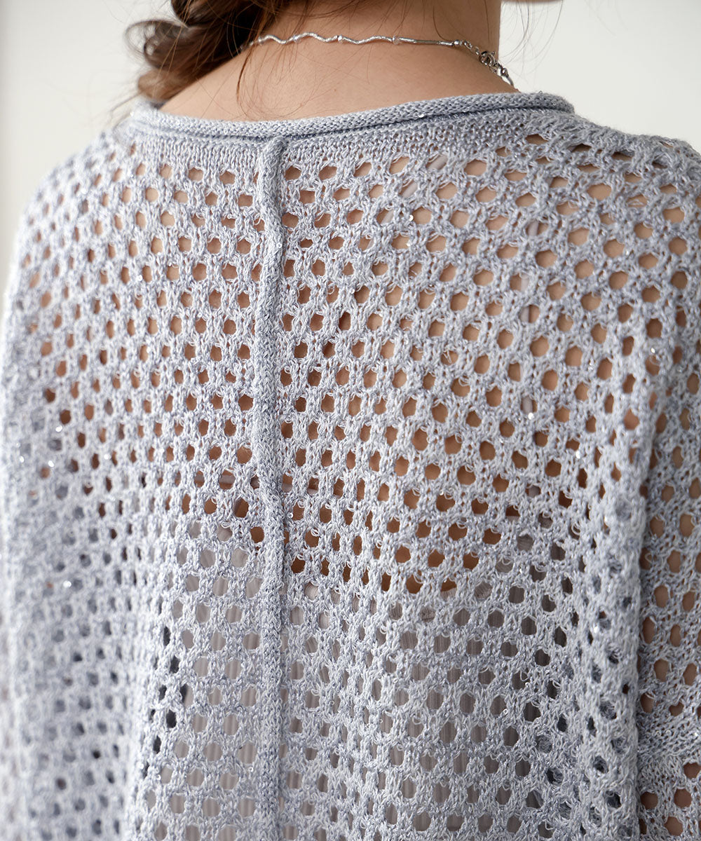 SEQUINED MESH KNIT