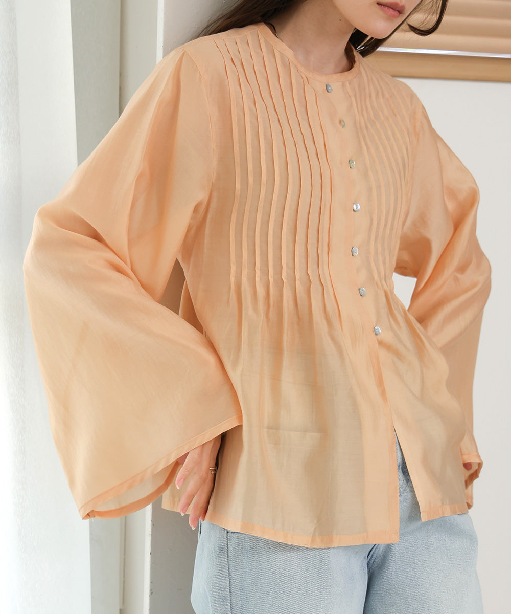 PINTUCK FLARE SLEEVE BLOUSE