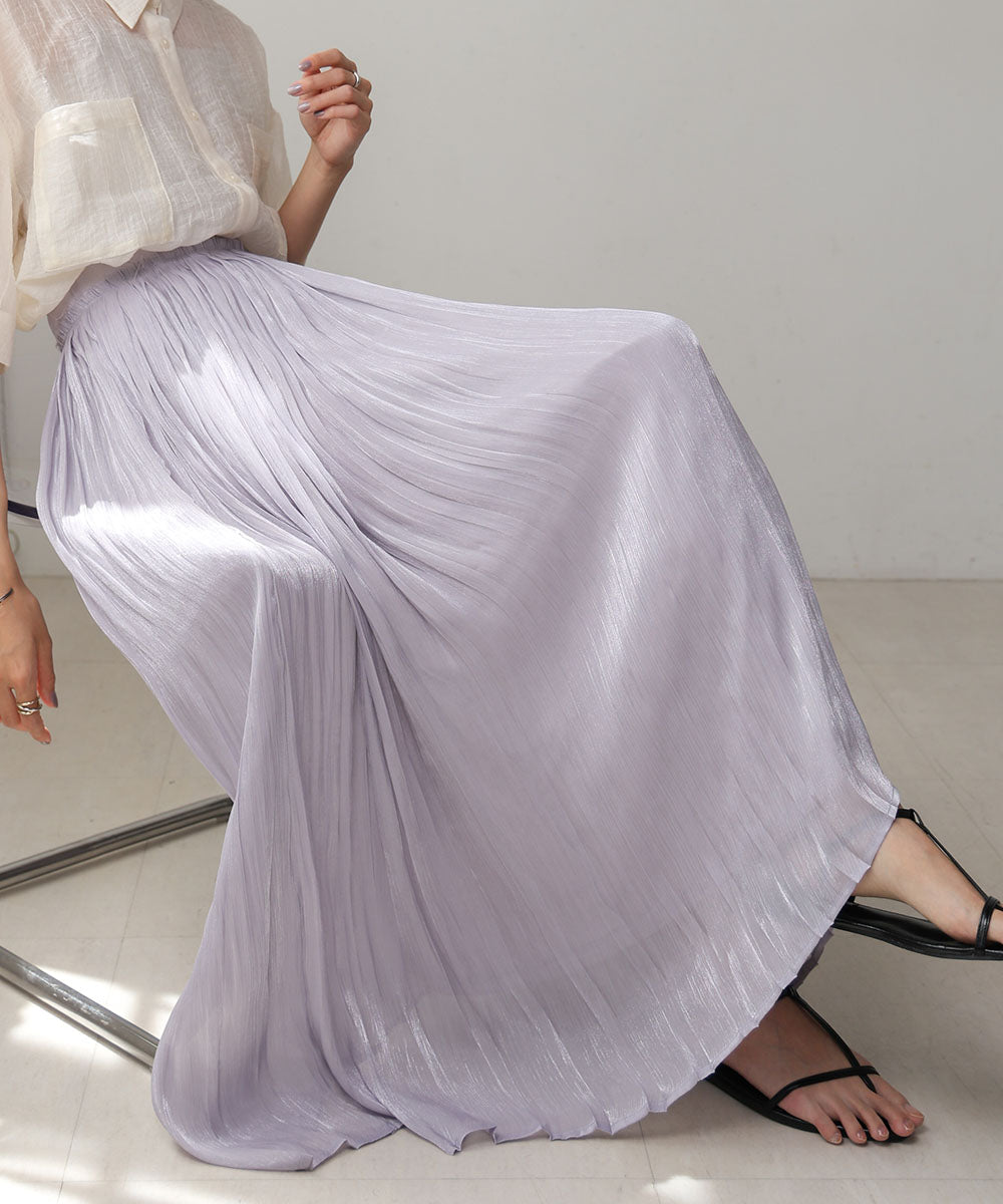 sheer glitter pleated skirt