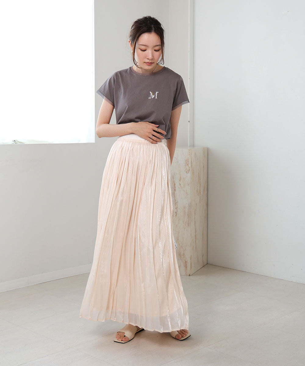 sheer glitter pleated skirt