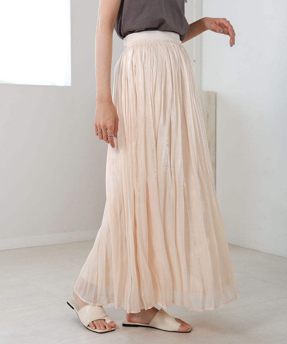 sheer glitter pleated skirt