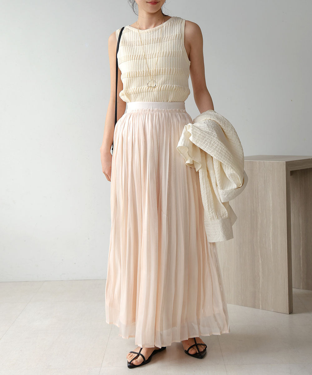 sheer glitter pleated skirt