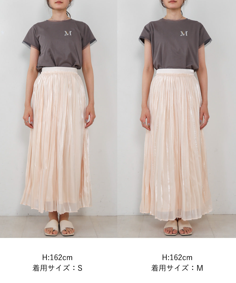 sheer glitter pleated skirt