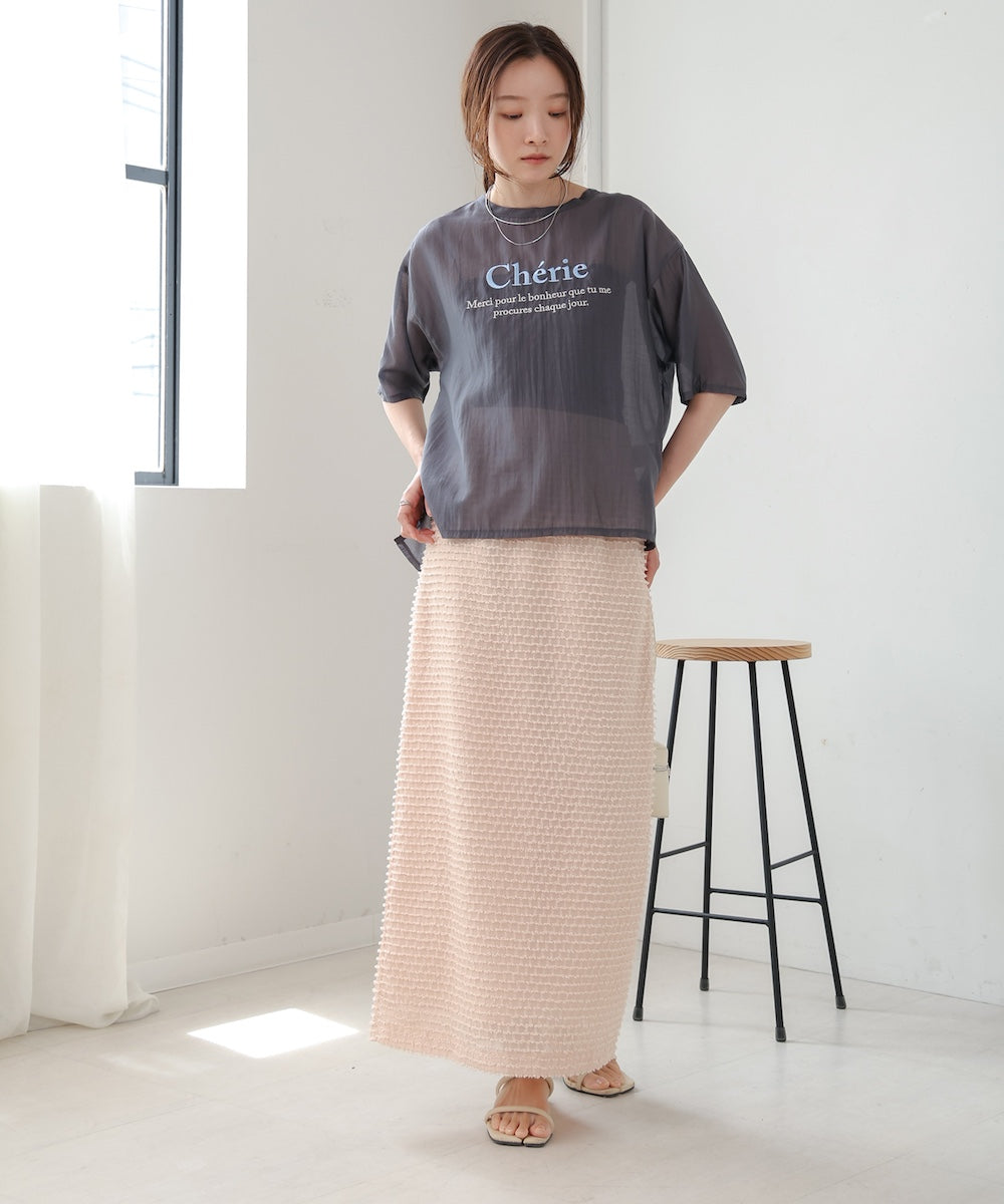 embroidered logo sheer blouse t-shirt