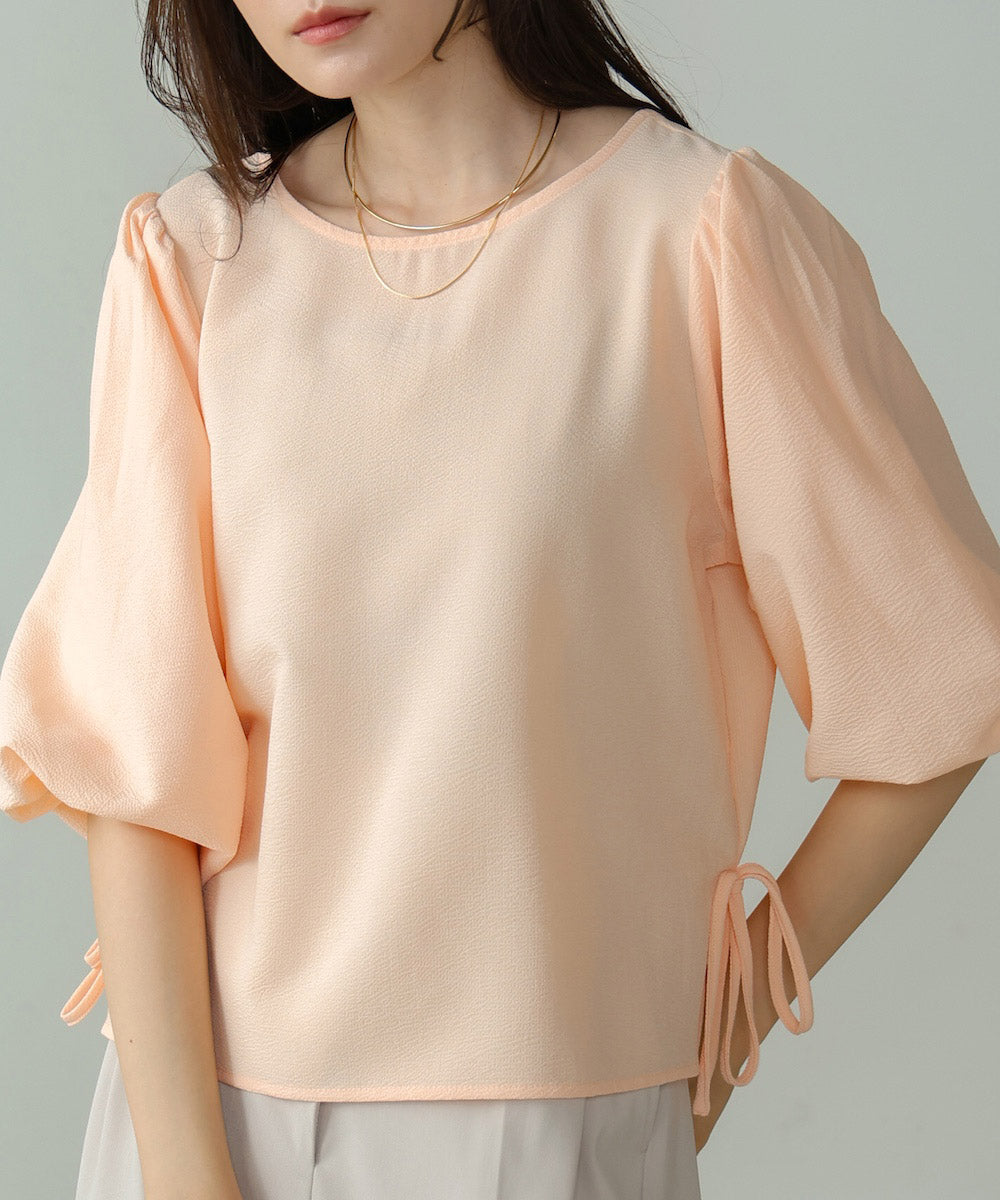 balloon sleeve side ribbon blouse