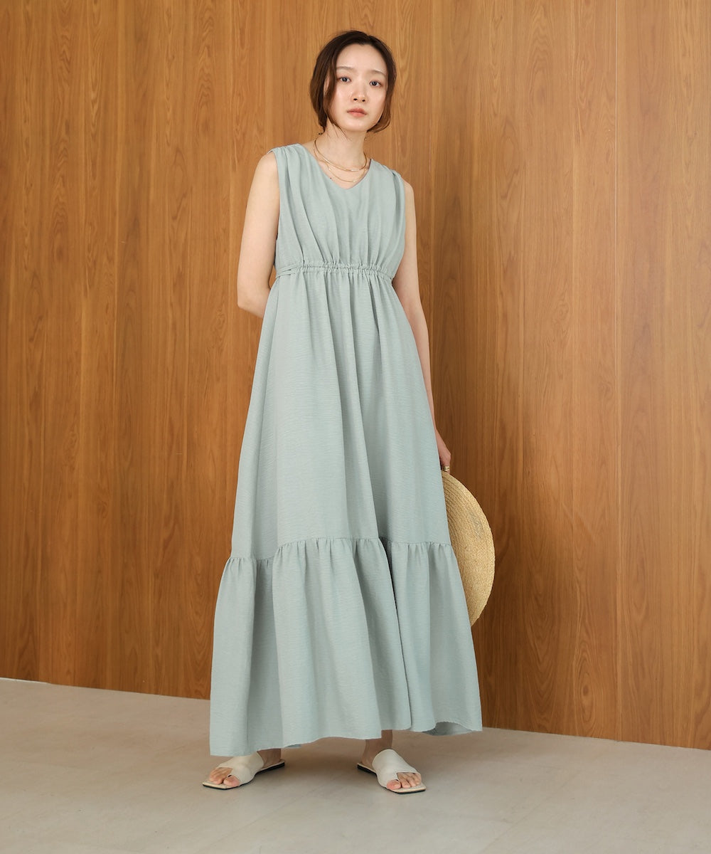 sleeveless tiered gathered onepiece