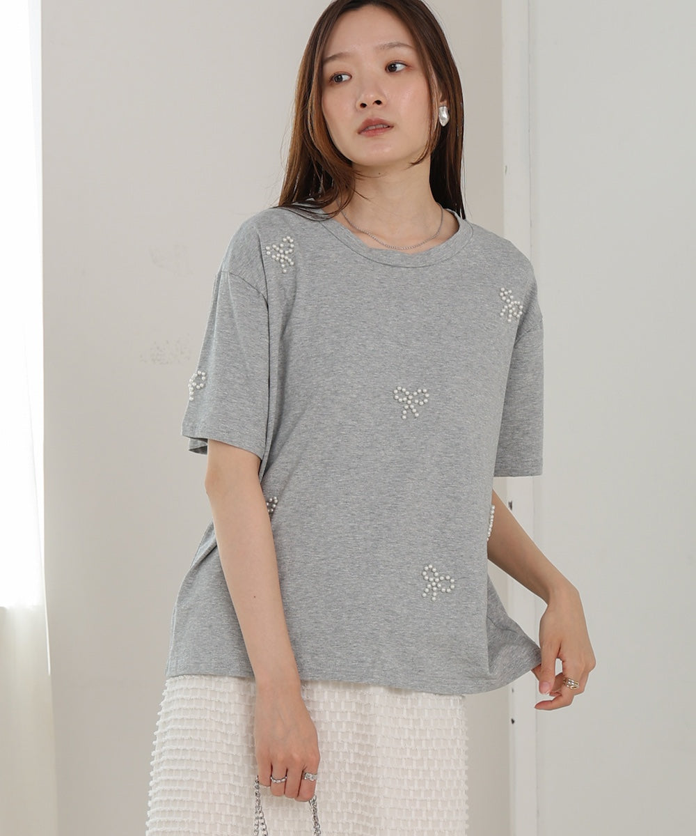 ribbon pearl t-shirt