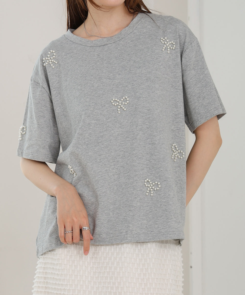 ribbon pearl t-shirt