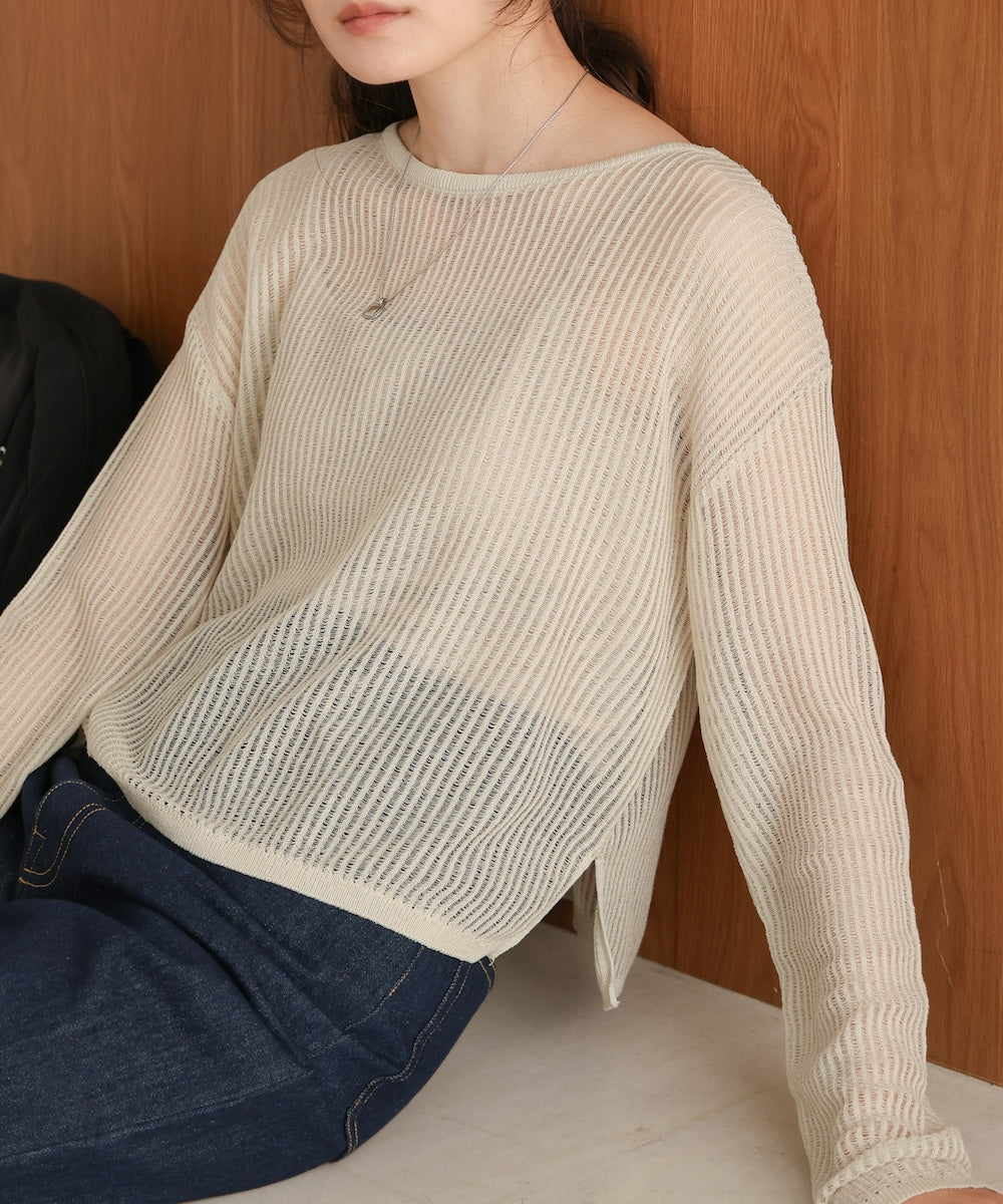 openwork knit pullover