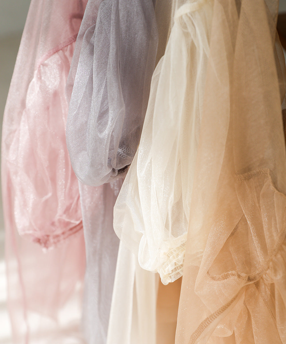 TULLE LAME GATHERED TOPS