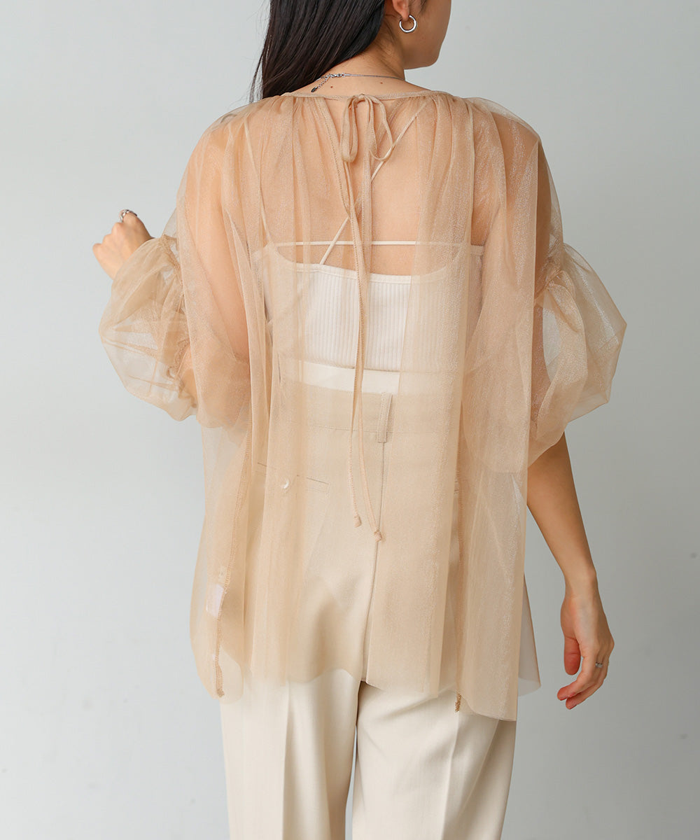 TULLE LAME GATHERED TOPS