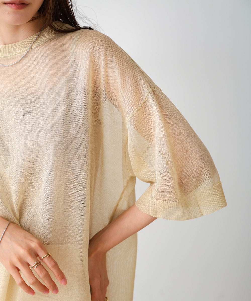 sheer lame knit pullover