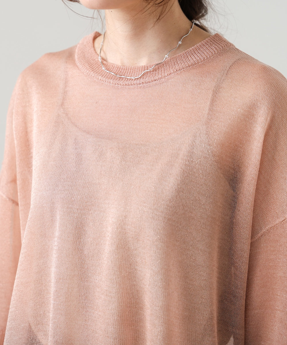 sheer lame knit pullover