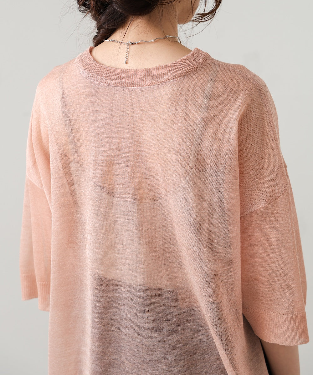 sheer lame knit pullover