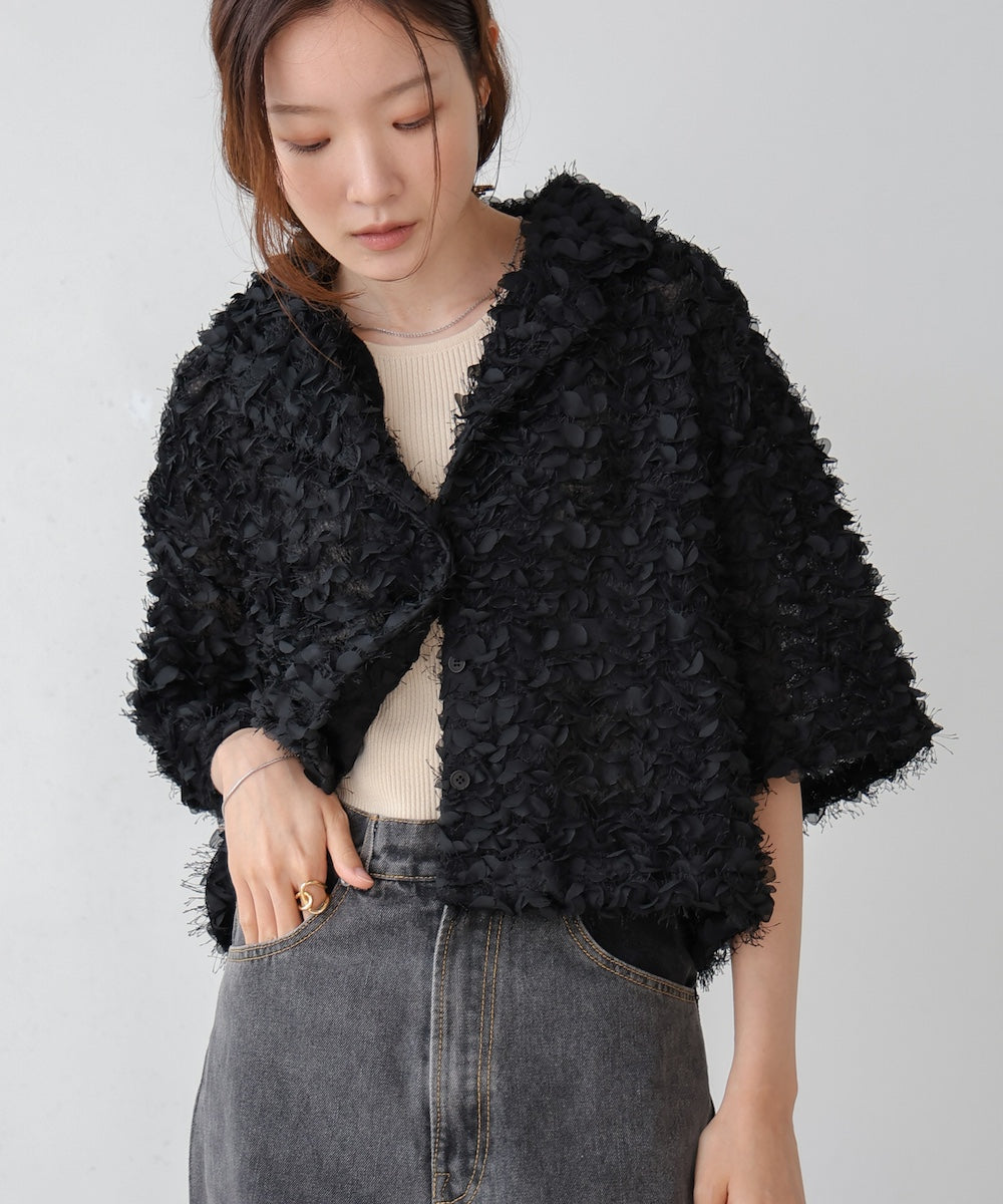 ruffle jacquard shirt jacket