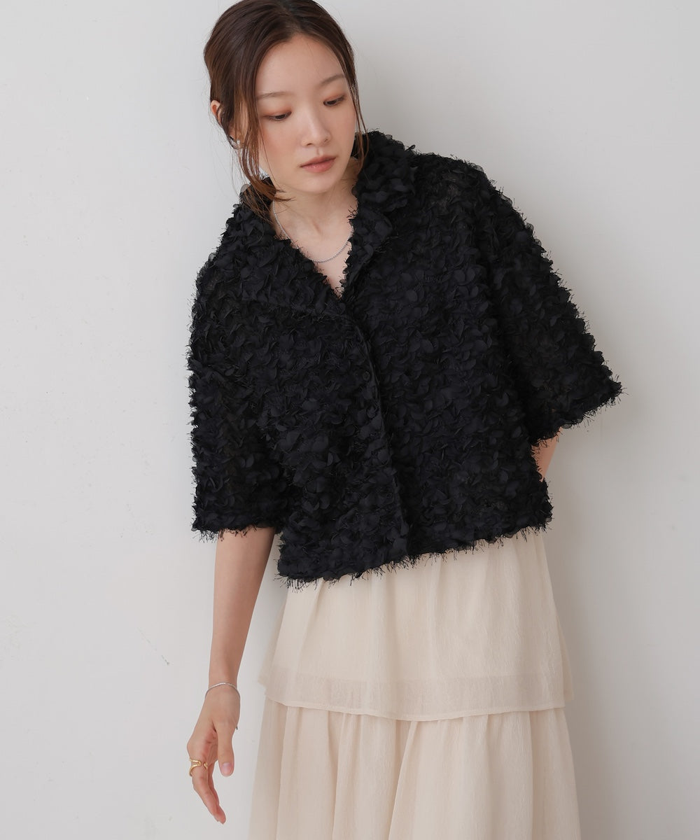 ruffle jacquard shirt jacket