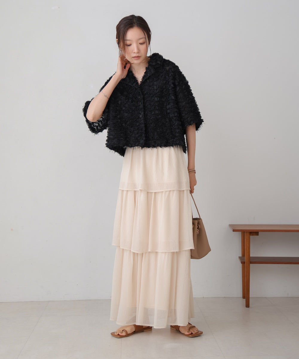 ruffle jacquard shirt jacket