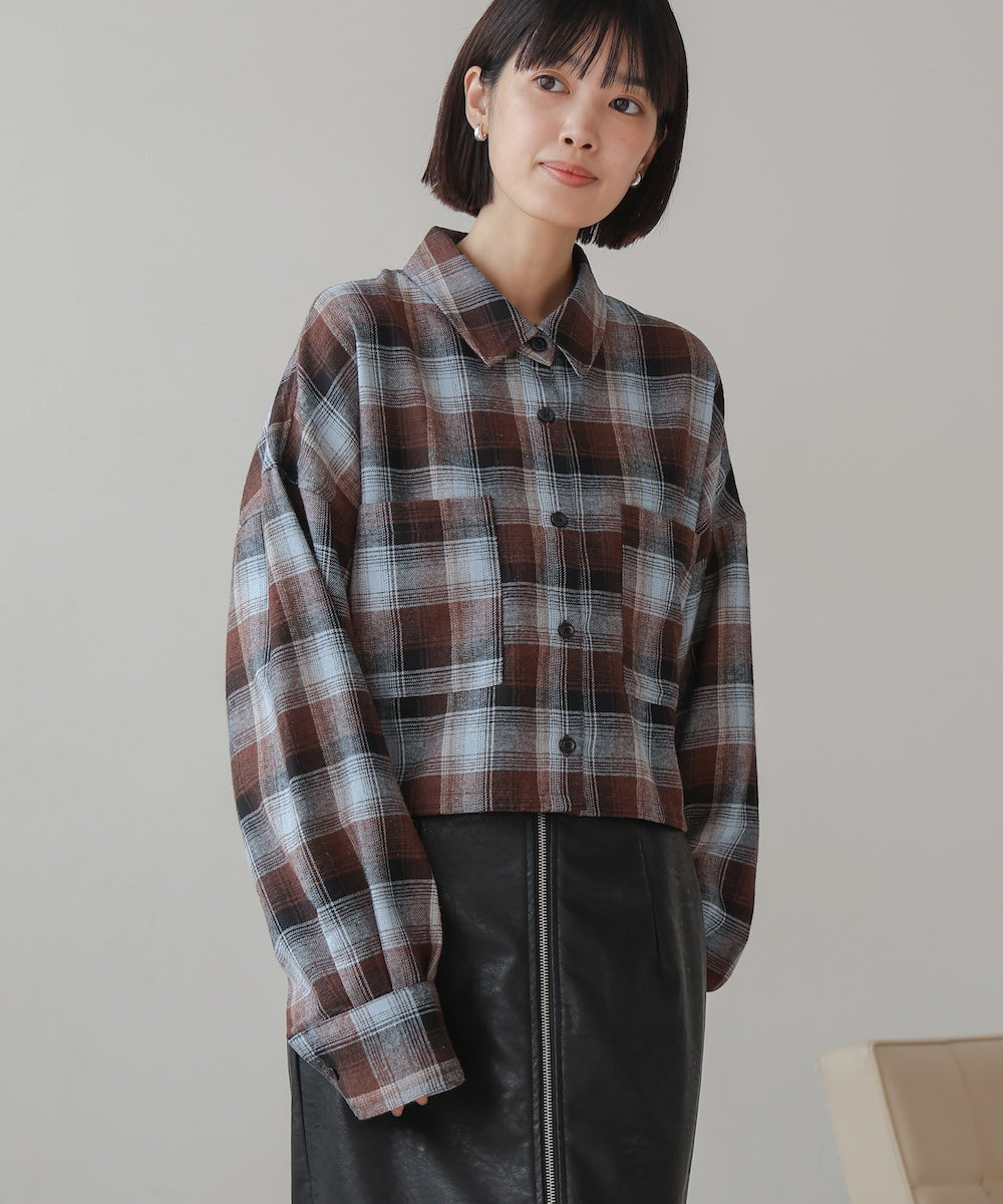 【WEB限定】チェック柄ショートシャツ